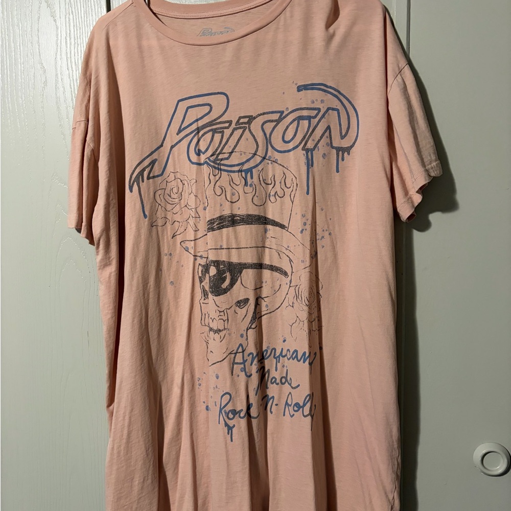 Pink Graphic T-Shirt with Rock and Roll Design